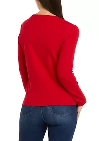 Petite Long Sleeve Round Neck T-Shirt
