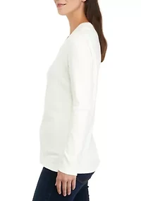 Petite Long Sleeve Round Neck T-Shirt