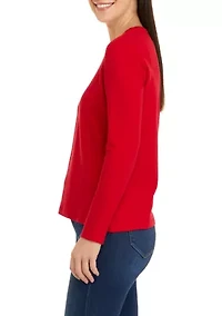 Petite Long Sleeve Round Neck T-Shirt