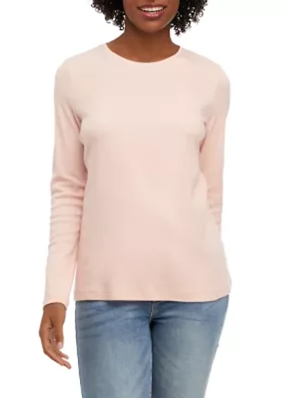 Petite Long Sleeve Crew Neck Top