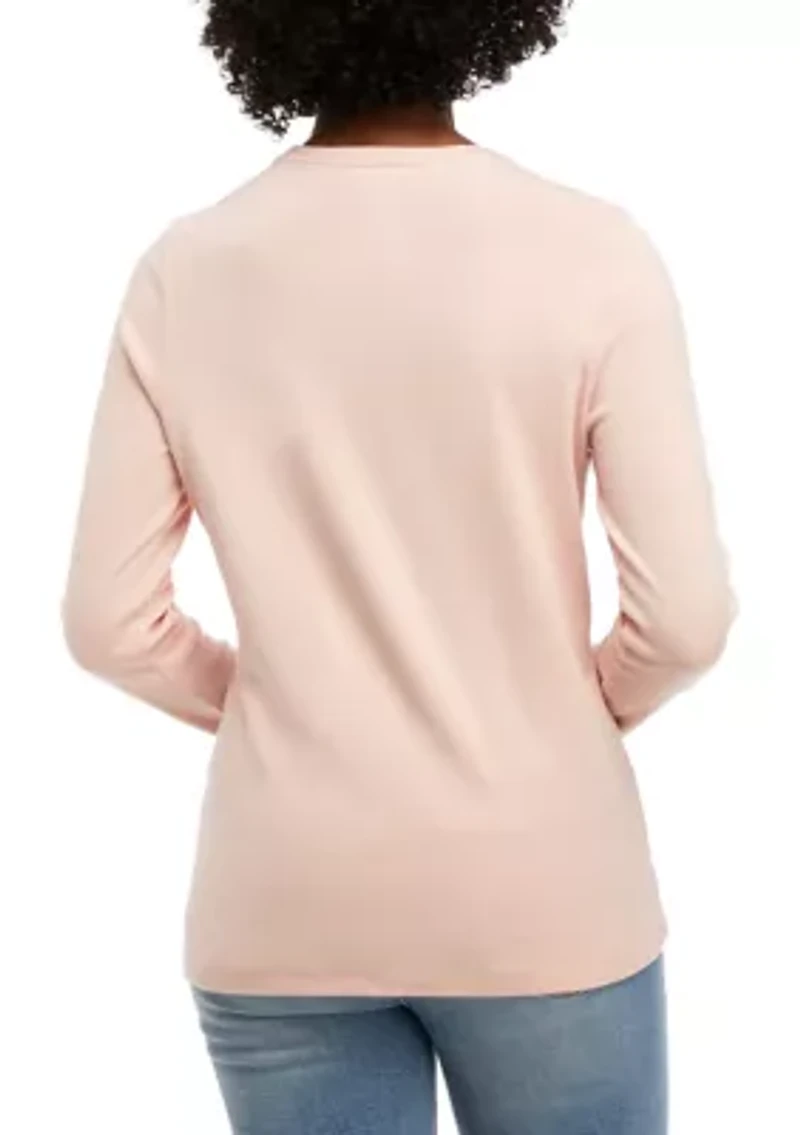 Petite Long Sleeve Crew Neck Top