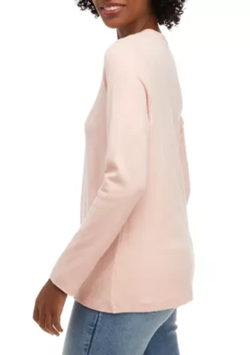 Petite Long Sleeve Crew Neck Top