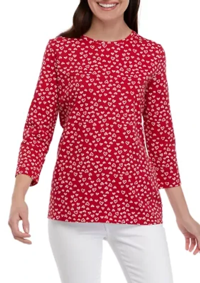 Petite 3/4 Sleeve Crew Neck Printed T-Shirt