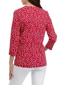 Petite 3/4 Sleeve Crew Neck Printed T-Shirt