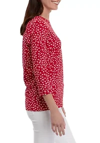 Petite 3/4 Sleeve Crew Neck Printed T-Shirt