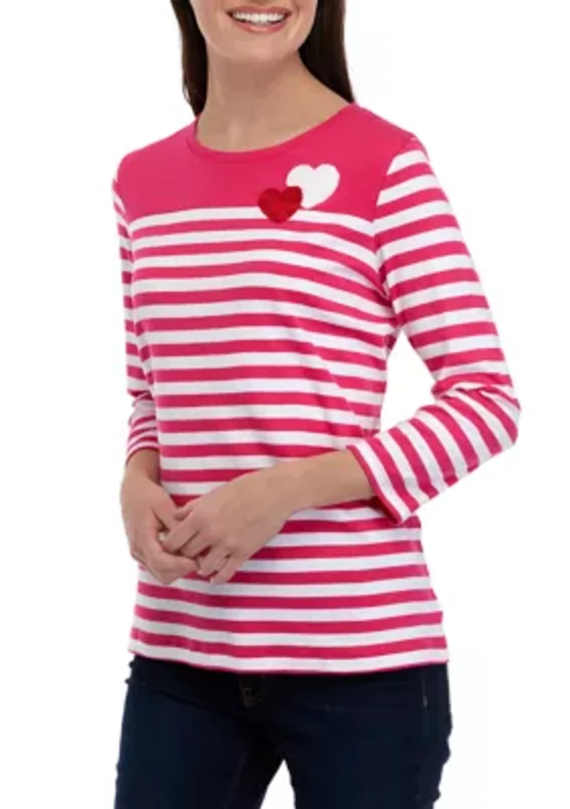 Petite Printed Top with Patch Detail