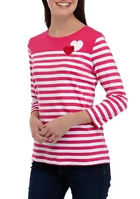 Petite Printed Top with Patch Detail