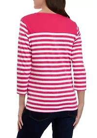 Petite Printed Top with Patch Detail