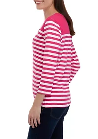 Petite Printed Top with Patch Detail