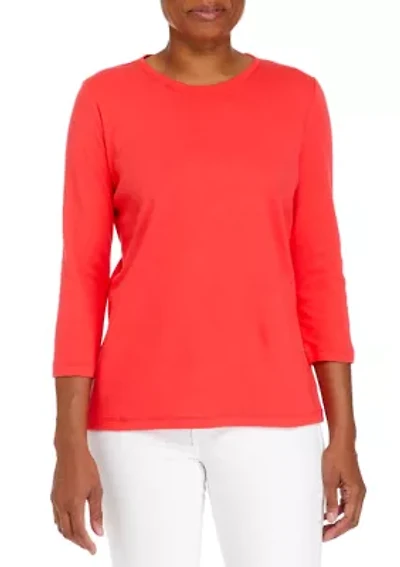 Perfectly Soft Petite 3/4 Sleeve Crew Neck T-Shirt