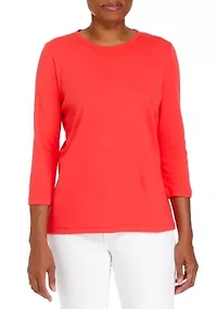 Perfectly Soft Petite 3/4 Sleeve Crew Neck T-Shirt