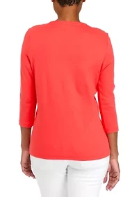 Perfectly Soft Petite 3/4 Sleeve Crew Neck T-Shirt