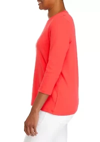 Perfectly Soft Petite 3/4 Sleeve Crew Neck T-Shirt