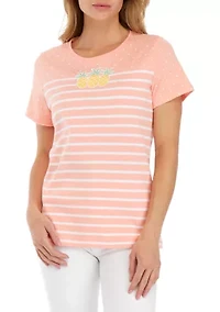 Petite Short Sleeve Mixed Print T-Shirt