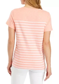 Petite Short Sleeve Mixed Print T-Shirt