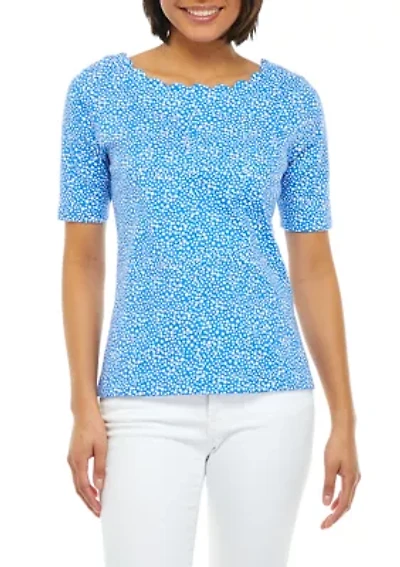 Petite Scallop Neck Polka Dot T-Shirt