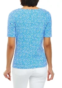 Petite Scallop Neck Polka Dot T-Shirt