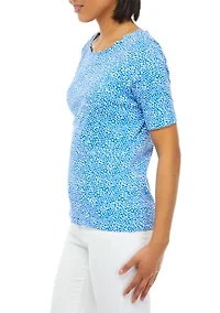 Petite Scallop Neck Polka Dot T-Shirt