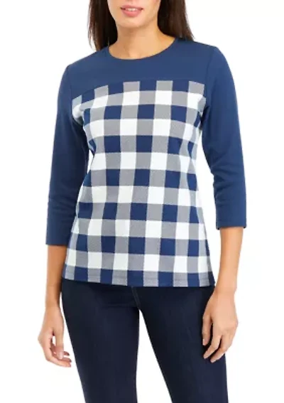 Petite 3/4 Sleeve Crew Neck T-Shirt