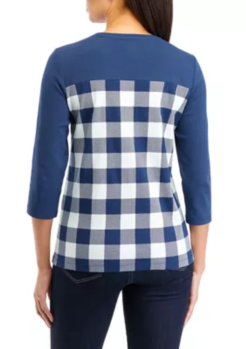 Petite 3/4 Sleeve Crew Neck T-Shirt