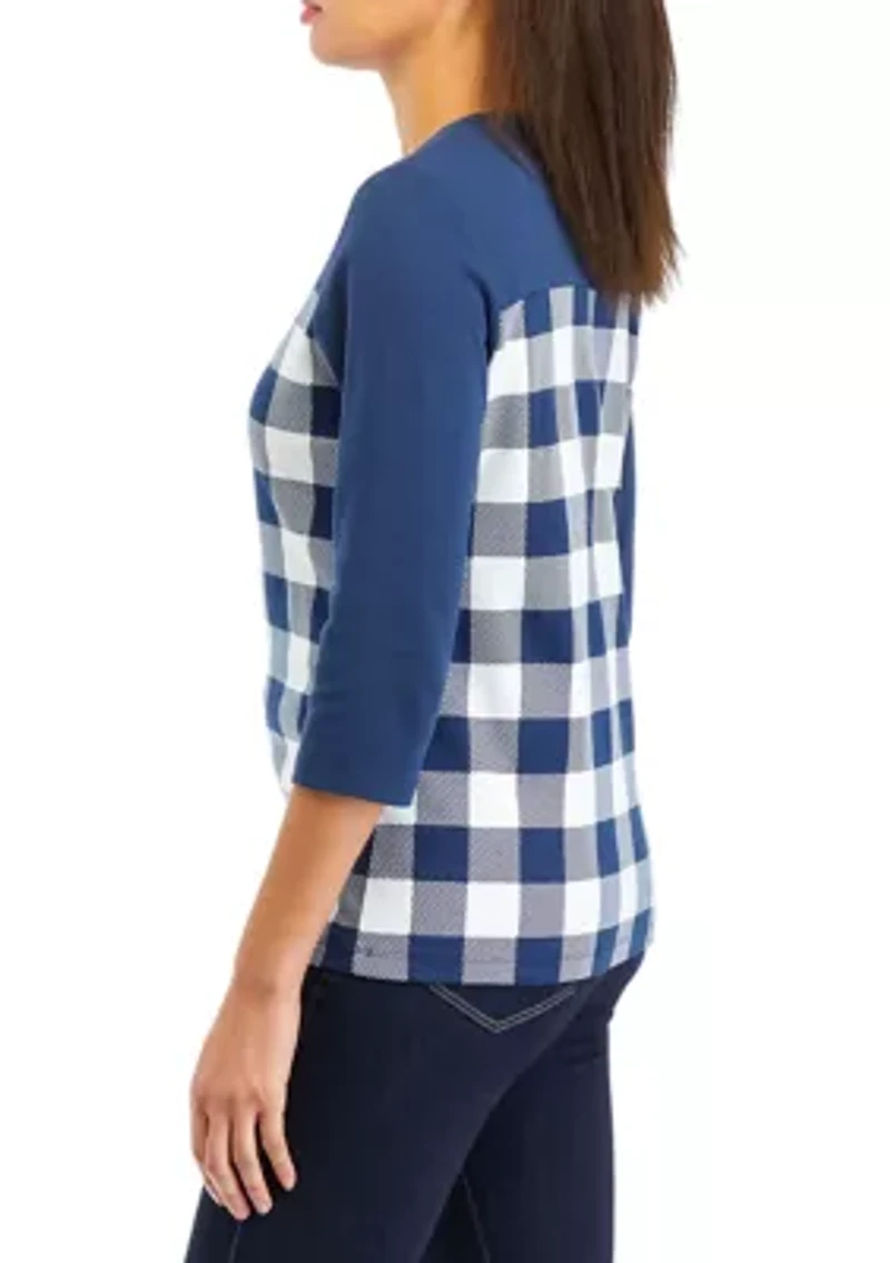 Petite 3/4 Sleeve Crew Neck T-Shirt