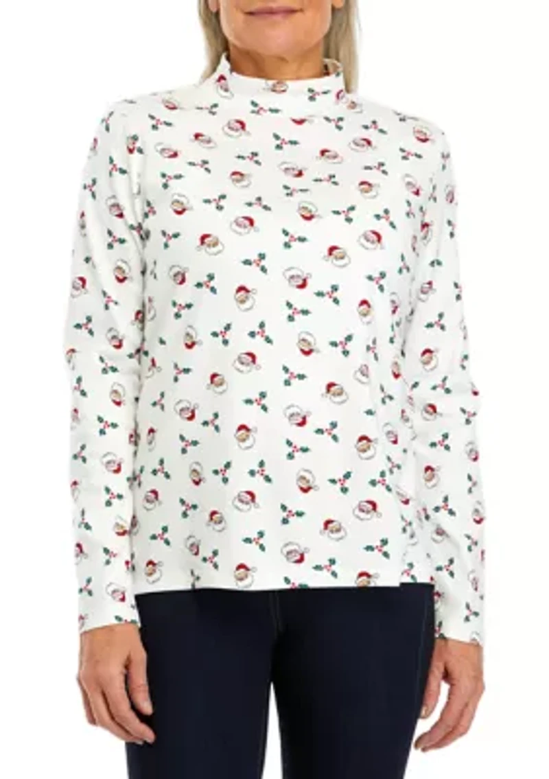 Petite Long Sleeve Mock Neck Top