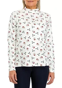 Petite Long Sleeve Mock Neck Top