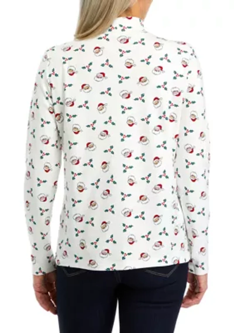 Petite Long Sleeve Mock Neck Top