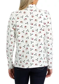 Petite Long Sleeve Mock Neck Top