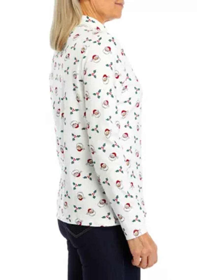 Petite Long Sleeve Mock Neck Top