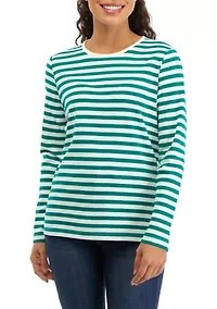 Petite Stripe Crew Neck Top