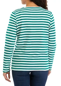 Petite Stripe Crew Neck Top