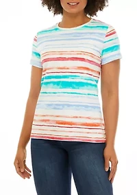 Petite Stripe Printed Top