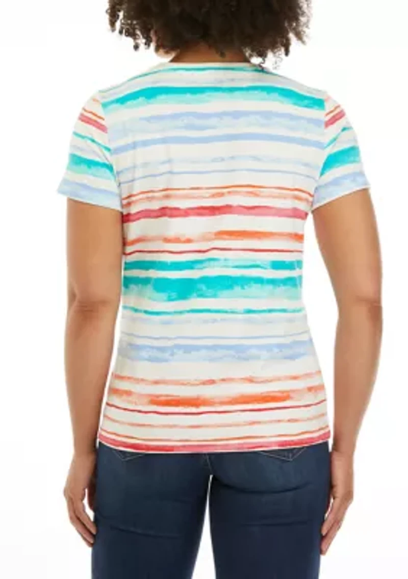 Petite Stripe Printed Top