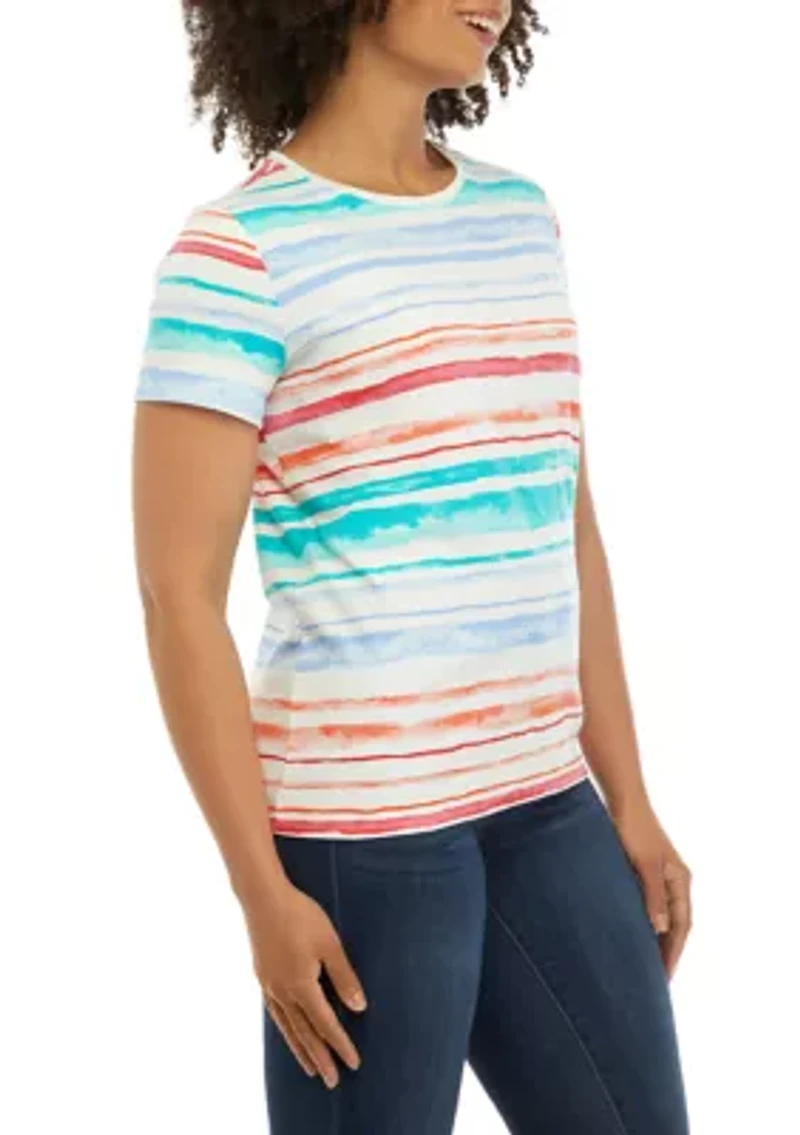 Petite Stripe Printed Top