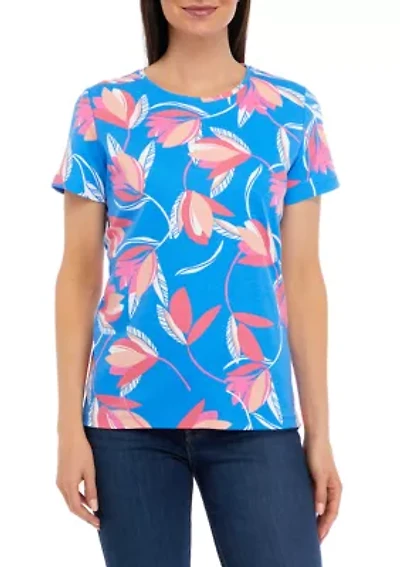 Petite Short Sleeve Crew Neck Printed T-Shirt
