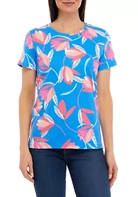 Petite Short Sleeve Crew Neck Printed T-Shirt