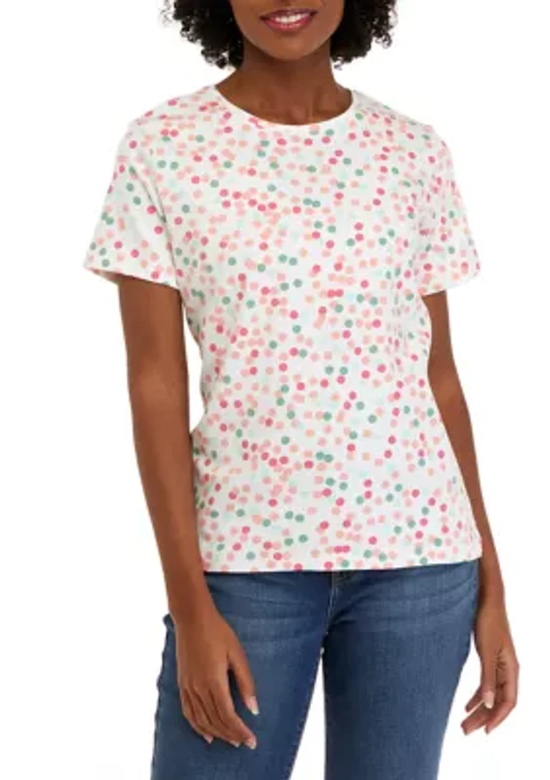 Petite Short Sleeve Crew Neck Printed T-Shirt