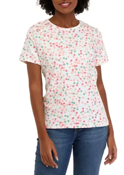 Petite Short Sleeve Crew Neck Printed T-Shirt