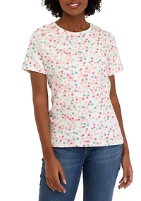 Petite Short Sleeve Crew Neck Printed T-Shirt