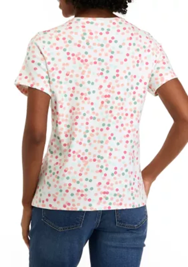 Petite Short Sleeve Crew Neck Printed T-Shirt