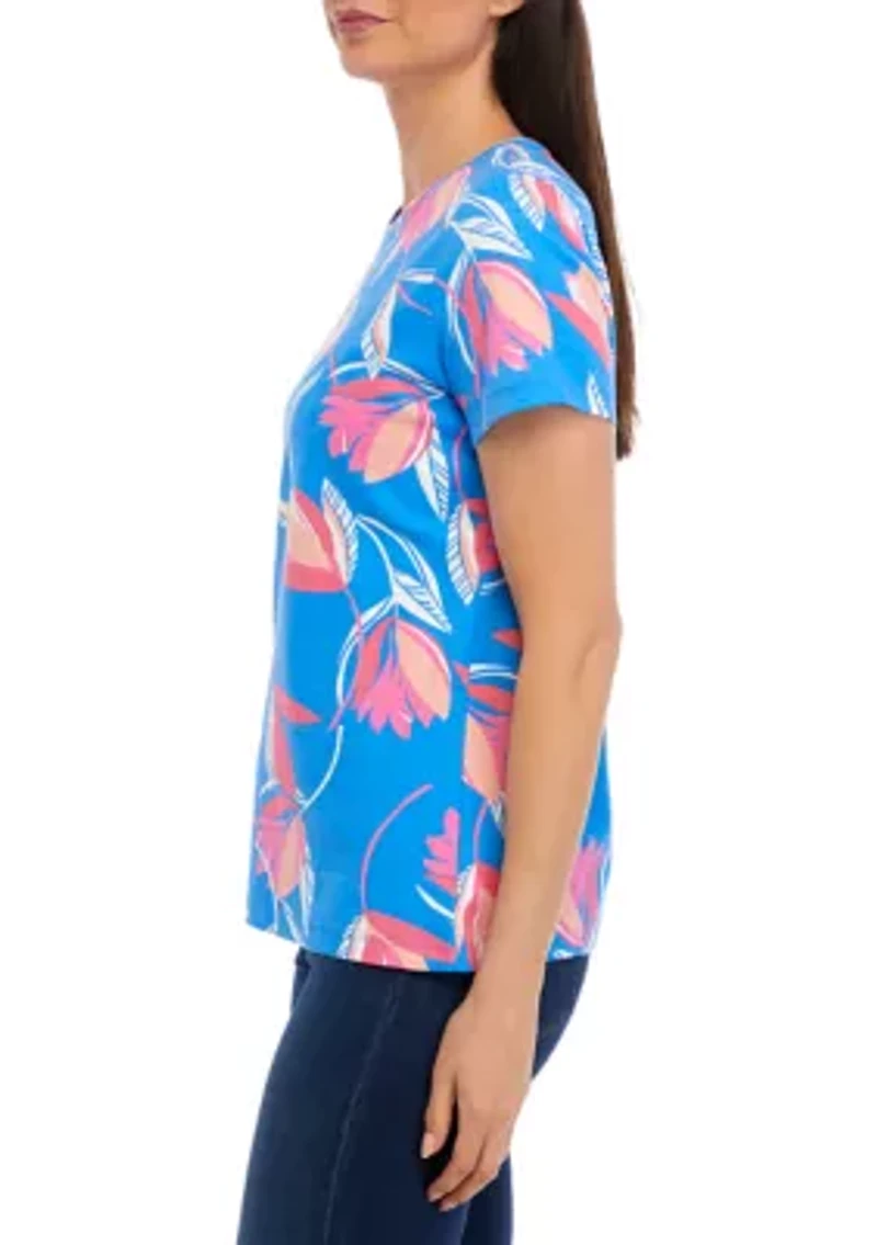 Petite Short Sleeve Crew Neck Printed T-Shirt