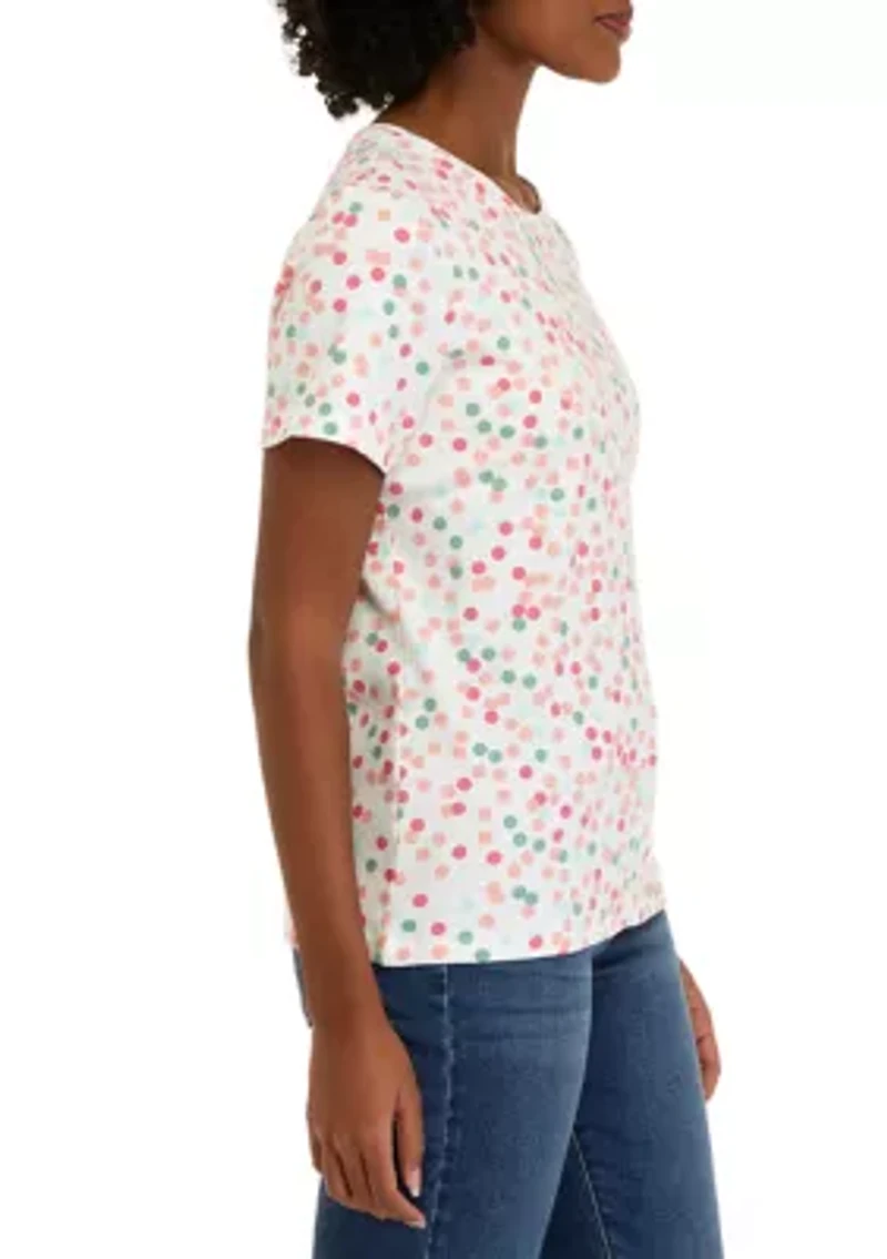 Petite Short Sleeve Crew Neck Printed T-Shirt