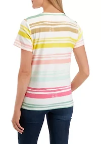 Petite Striped V-Neck T-Shirt