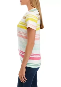 Petite Striped V-Neck T-Shirt