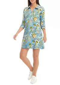 Petite Johnny Collar Floral Dress