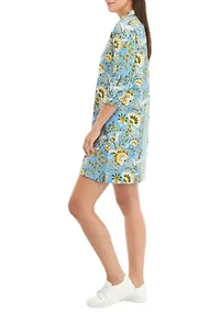 Petite Johnny Collar Floral Dress