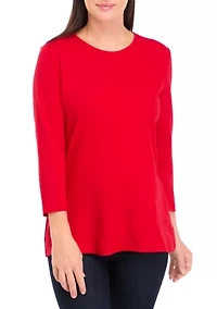 Petite Solid Crew Neck Top