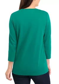 Petite Solid Crew Neck Top