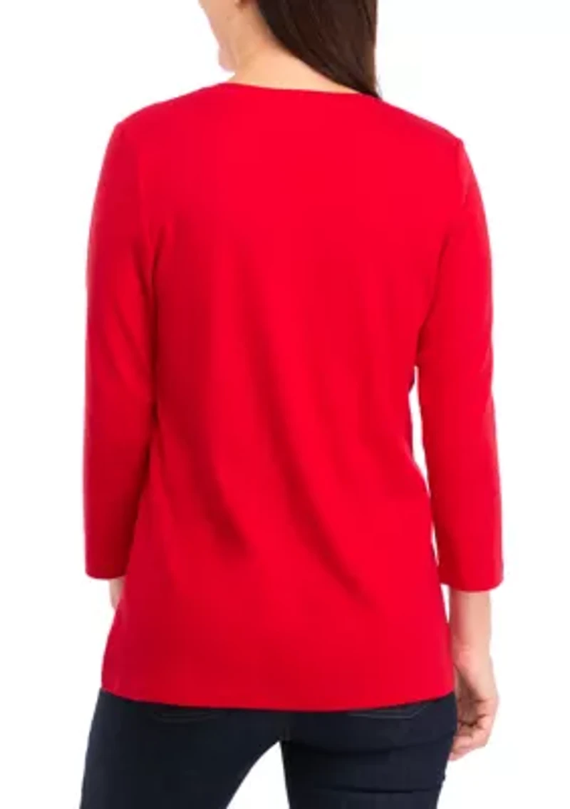 Petite Solid Crew Neck Top